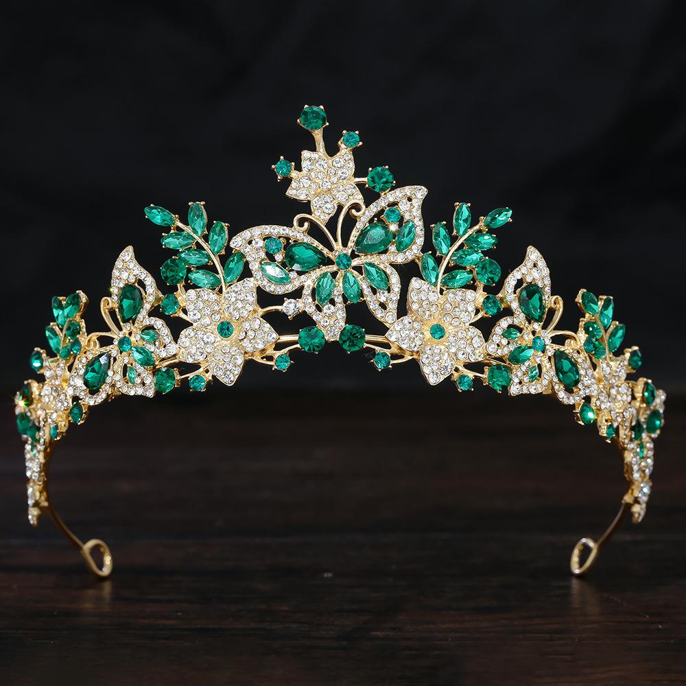 DIEZI Luxury AB Crystal Butterfly Crown For Women Girls Wedding Baroque Bride Queen Bridal Tiaras Hair Accessories Headbands