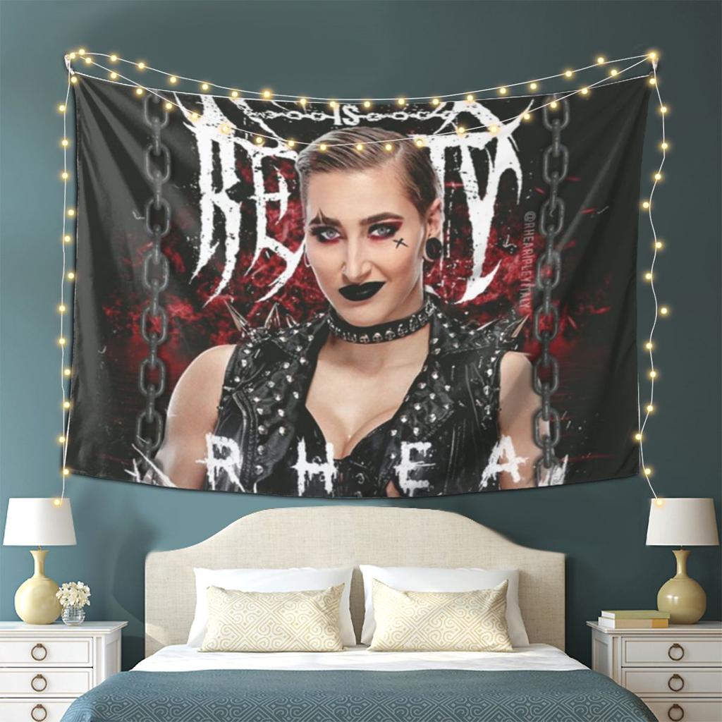 She Is My Mami Rhea Ripley Bootleg Wrestler Tapestry Wall Hanging Aesthetic Home Decor Tapestries for Dorm Room