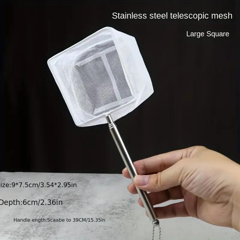 Square Round Stainless Steel Handle Aquarium Net Dip Net Fishing Gear for Catching Ornamental Fish Shrimp Tank Clean Accessories