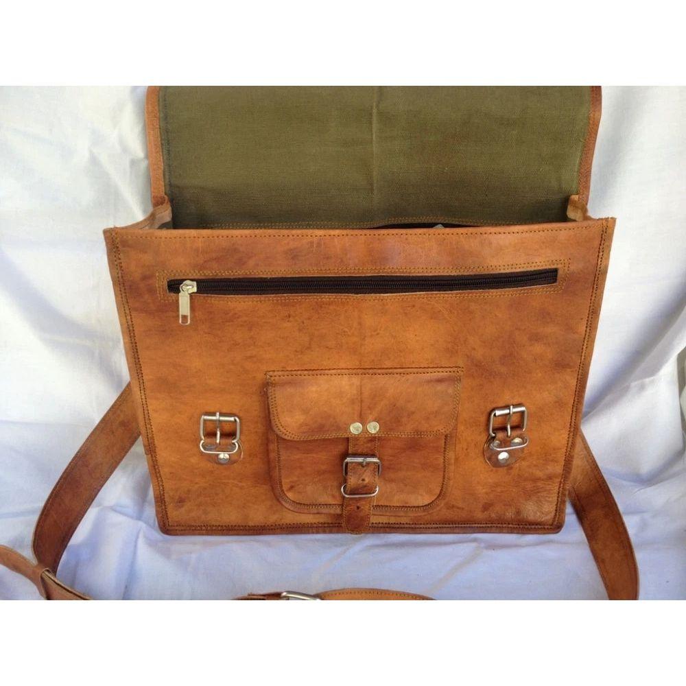 Vintage Skinnveske Herre Messenger Skulder Laptopveske Dokumentmappe Satchel