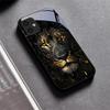 Lion With Golden Black Glass Phone Case For Motorola Moto G14 G22 G24Power G24 G34 G35 G45 G54 G55 G75 G84 G85 Hard Black Cover