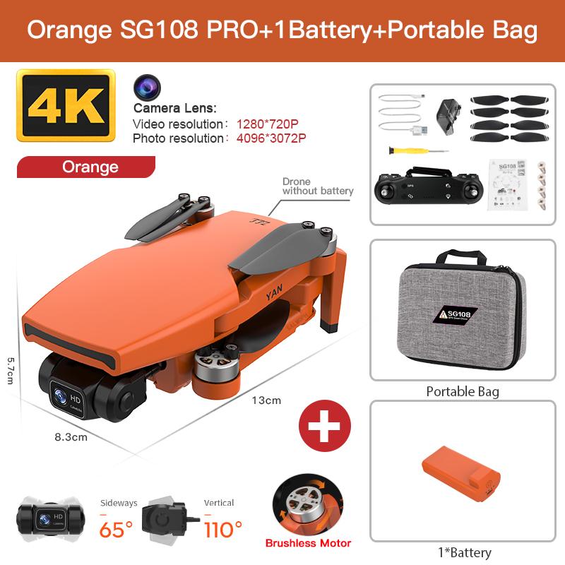 SG108 GPS Drone with 5G Wifi Quadcopter 2-Axis Gimbal 4K Dual HD Camera Brushless Optical Flow 360° Surround Shooting with Intelligent Tracking Drone