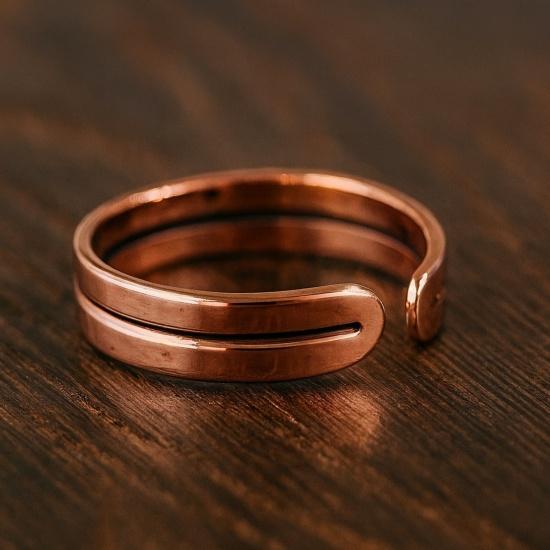 Prsten z čisté mědi s dvojitou drážkou, minimalistický otevřený náramek, šperk pro artritidu, nastavitelný unisex prsten