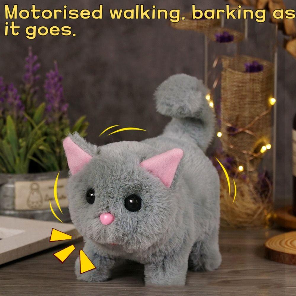 Tail Wagging Cat Plush Toy Head Shaking Walking Interactive Cat  Holiday Gift
