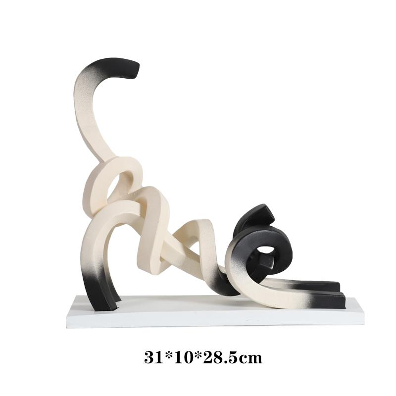 Creative Modern Crafts Abstract Cat Resin Statue Twisted Line Cat Sculpture Ornaments Desk Decoration Room Aesthetics Decoration