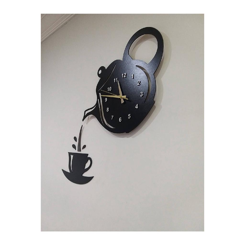 Teekannen-Modell, dekorative Küchen-Wanduhr aus Holz