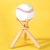 Miniaturní kulatá pevná dřevěná tyčka s dřevěným kroužkem Může být použita jako logo Baseballová pálka