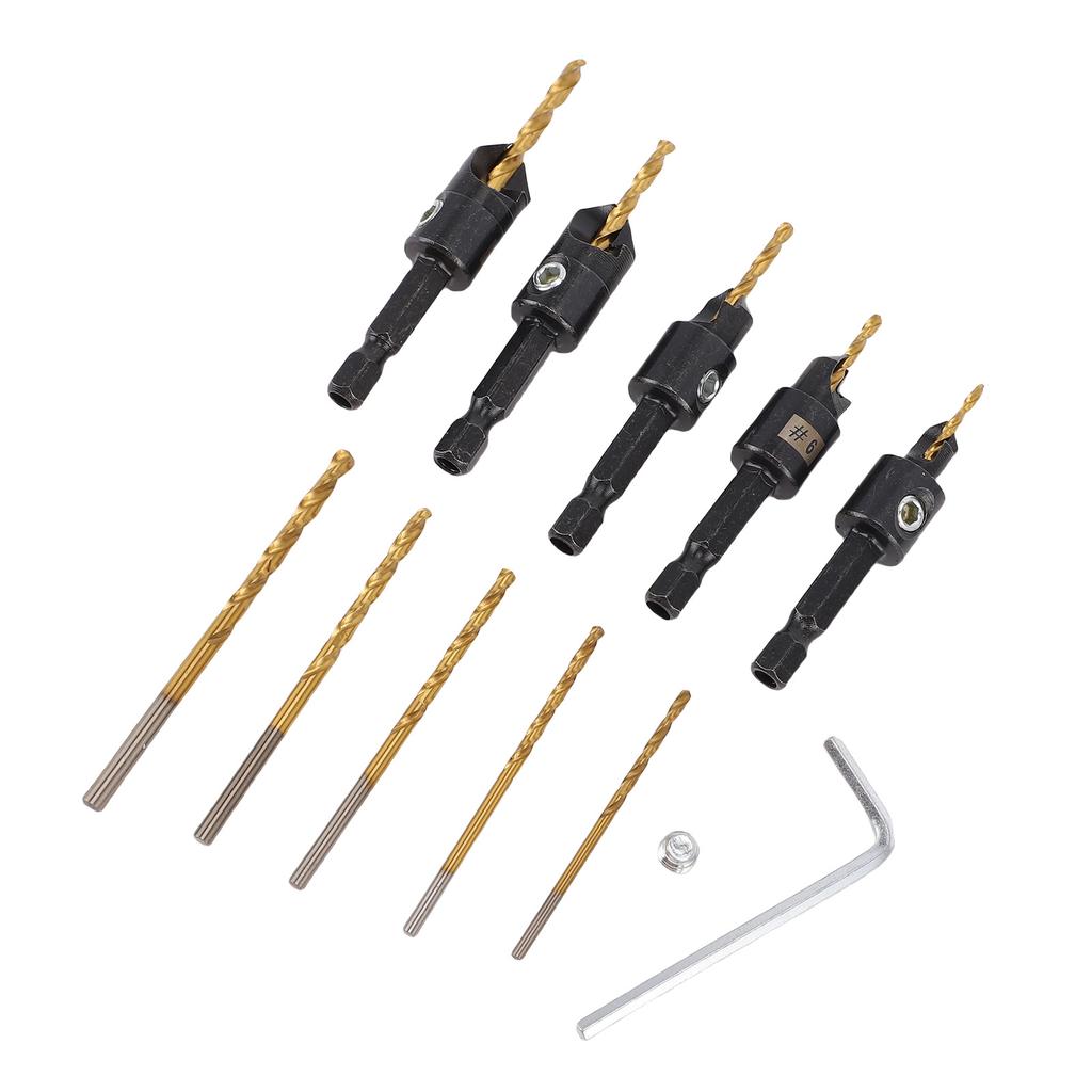 Countersink Drill Bit Set 1 4 Inch Hex Shank High Speed Steel Centering Bits for Woodworking