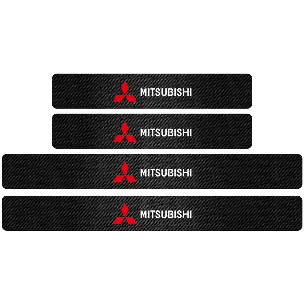 4PCS Car Door Sill Pedal Carbon Fiber Protective Sticker Anti-scratch And Waterproof For Mitsubishi Ralliart Lancer EX Outlander