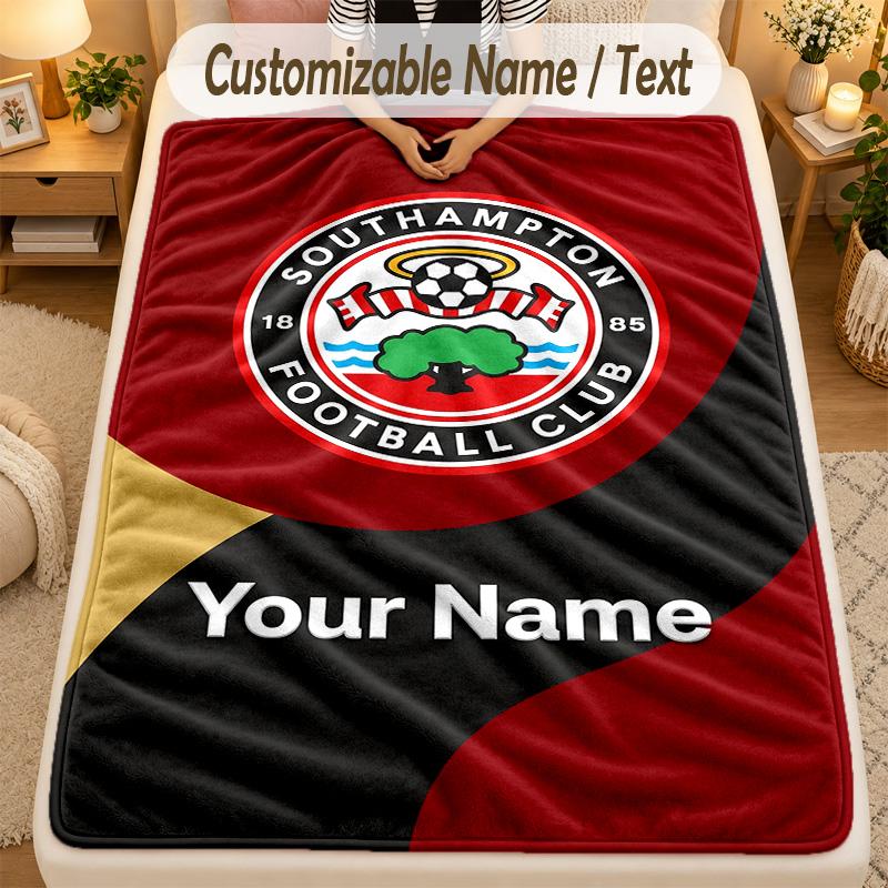 Flannel BlanketSouthampton FC Custom Name Text Personalized Soft Warm Throw Blanket Home Decor Gift