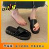 Retro niche platform slippers women's outerwear 2025 autumn new fashion cover toe soft sole comfortable beach sandals