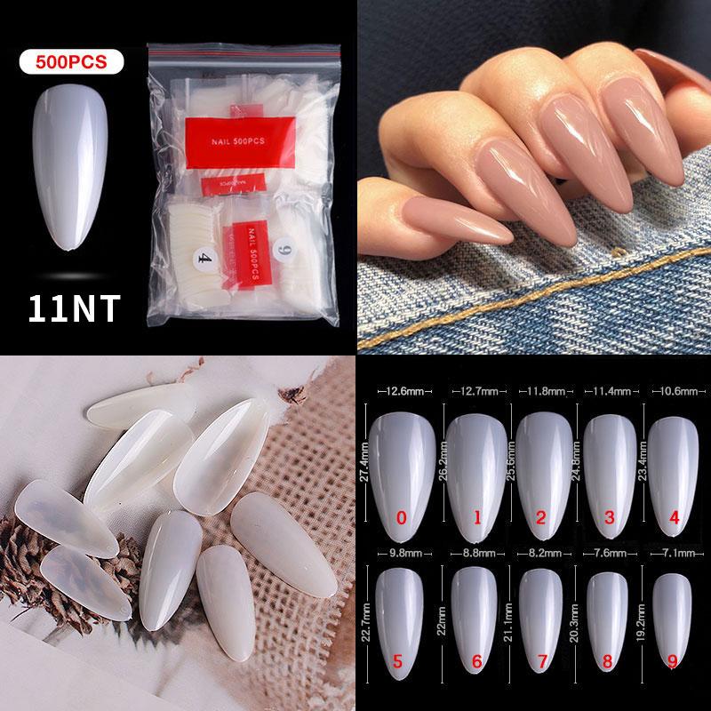 500Pcs/Bagged False Nail Tips Acrylic Practice Nail Capsules Artificial Nails Soft Gel Full Cover Coffin Nail Tips Manicure Tool