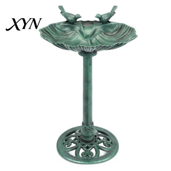 Weighted Bird Bath Pedestal Bath, Copper Resin Birdbaths Weather Resistant Floral Accents, Decorative Garden Vintage Bronze Finish Decor for