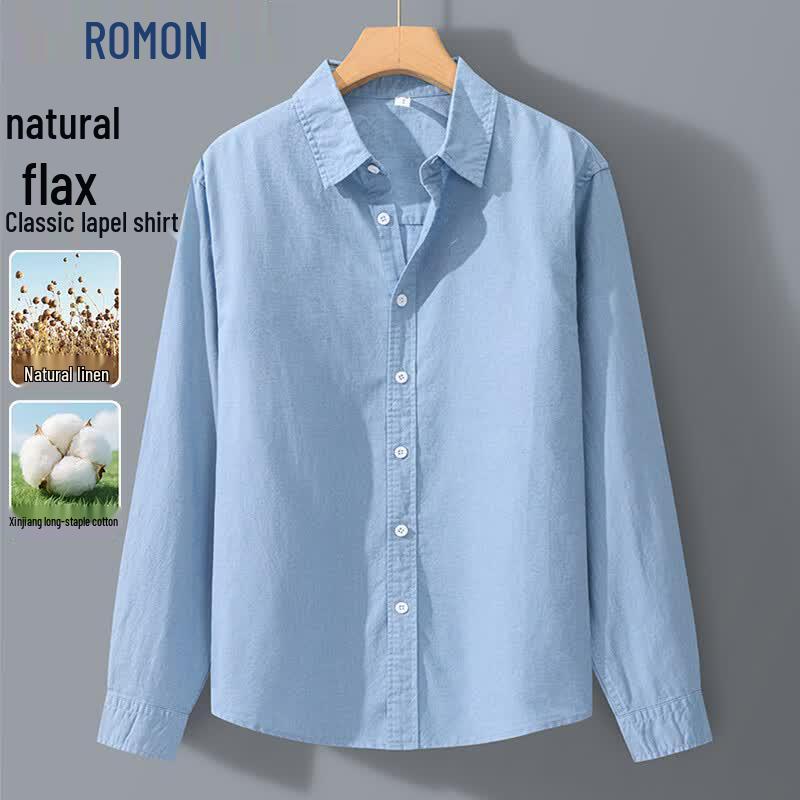 ROMON Men s Linen Blend Commuter Shirt 2XL синий