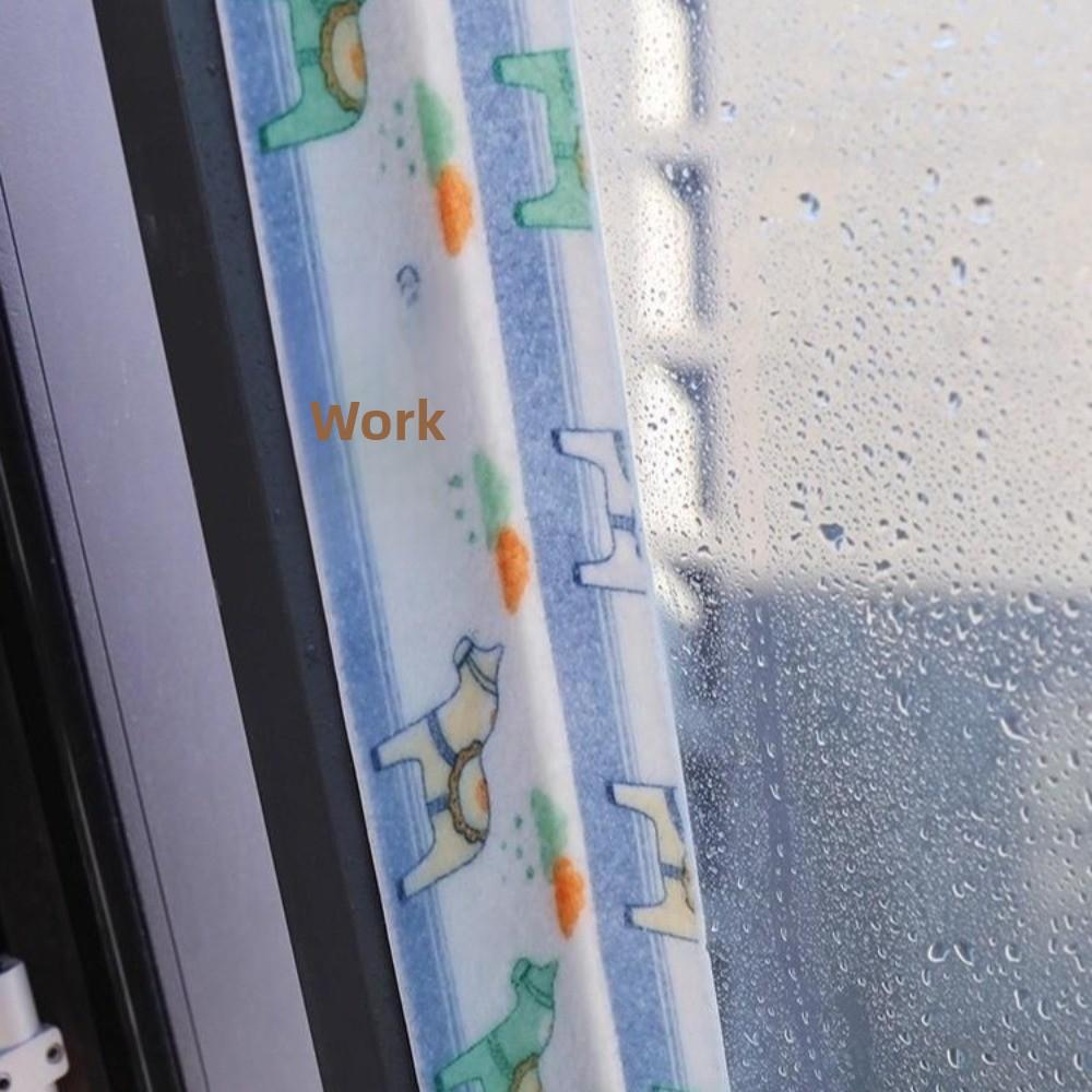 4PCS Thickened Water Absorbing Stickers Washable Moisture Absorbent Anti-Frost Stickers Velvet Texture Cartoon Pattern