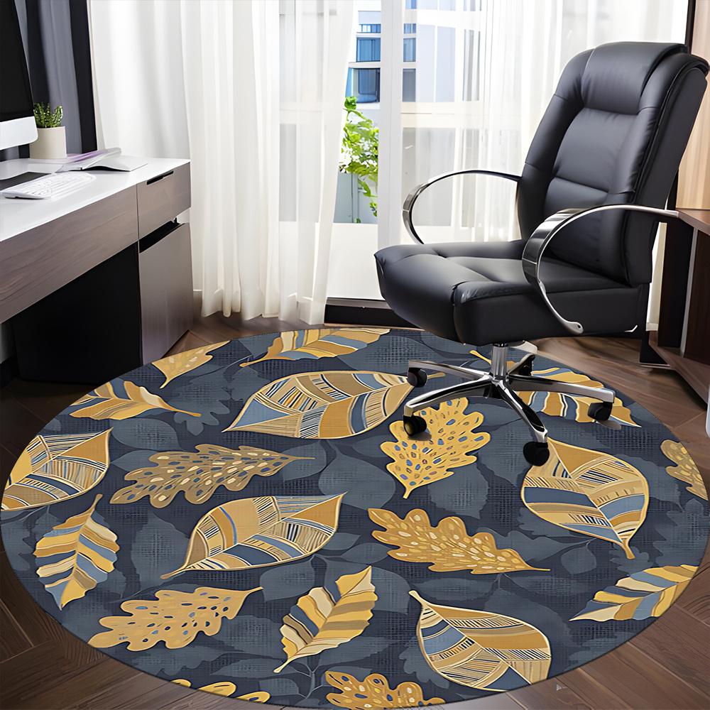 1pc Autumn Leaves Office Round Area Rug, Indoor Mat Suitable ForOffice, Under Office Chairs Bedroom Living Room Home Decor, Room Decot076
