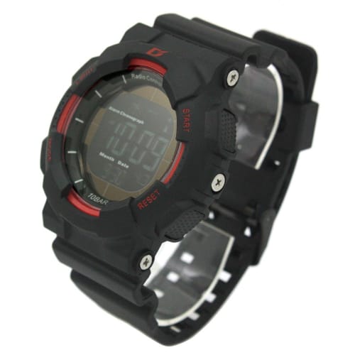 Arias Men's Radio-Controlled Solar Digital Watch with Dash Function, Waterproof, Multi-Function, Backlit, Inverted LCD Display, Urethane Strap, ADWW15