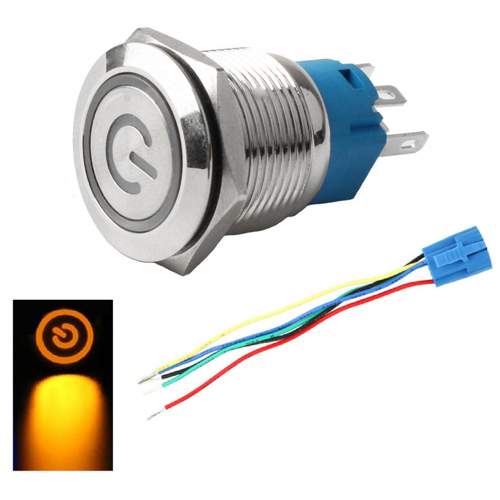 1pc Metal Push Button Switch With LED Indicator Light For 12-24V Automotive Marine Accessories Easy To Install