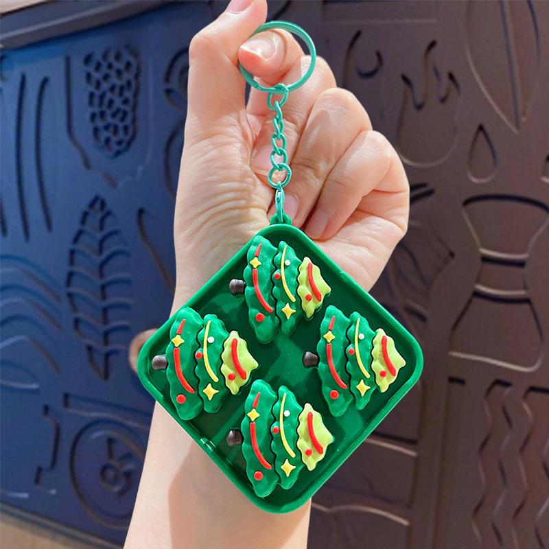 Cartoon Christmas Stress Relief Keyboard Keychain for Couples Bags Decorative Button Fidget Holiday Gift for Friends Family
