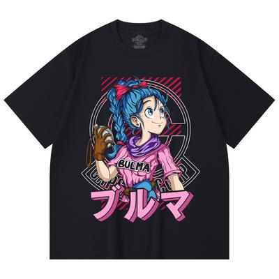 230 g/m² 100% Baumwolle Dragon Ball V17 Bulma Print Unisex Schweres Baumwoll-T-Shirt