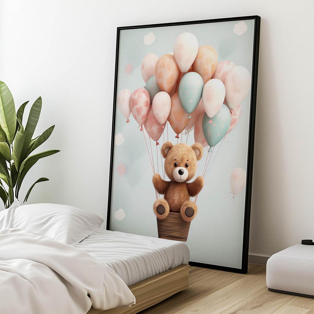 Podniebny Raj Małego Misia Podniebny Raj Małego Misia, 70X100 Cm, Rama Drewniana Ciemny Brąz, Papier Matowy 230 Gsm