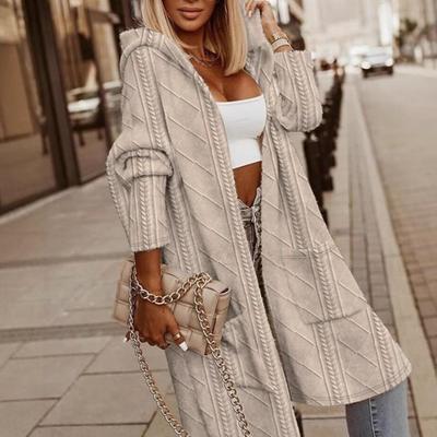 2023 Fall/Winter Women's Solid Hooded Wool Cardigan