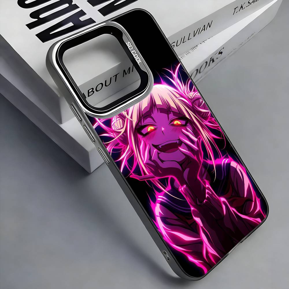Anime H-Himiko T-Toga Phone Case For iPhone 17, 16,15,14,13,12,11 Plus,Pro Max, Colorful Silver Funda Cover