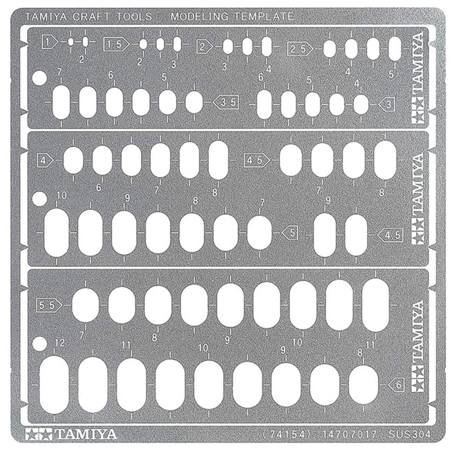 

Tamiya Craft Tool Series No. 154 Modeling Template (Oval 1-6mm) for Plastic Models, 74154
