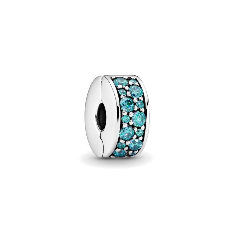 Pandora Sparkling Elegant Pavé 925 Silver Jewelry Accessories Women Accessories Blue 791817MCZ Box,F,Cyan
