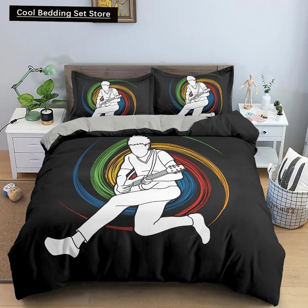 Sportspieler Königin König Bettbezug Skifahren Action Bettwäscheset Teenager Erwachsene Extremsport Weich Schwarz 2/3 Teile Polyester Bettdeckebezug