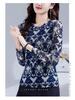 Stylish Long Sleeve Print T-shirt for Middle-Aged Women