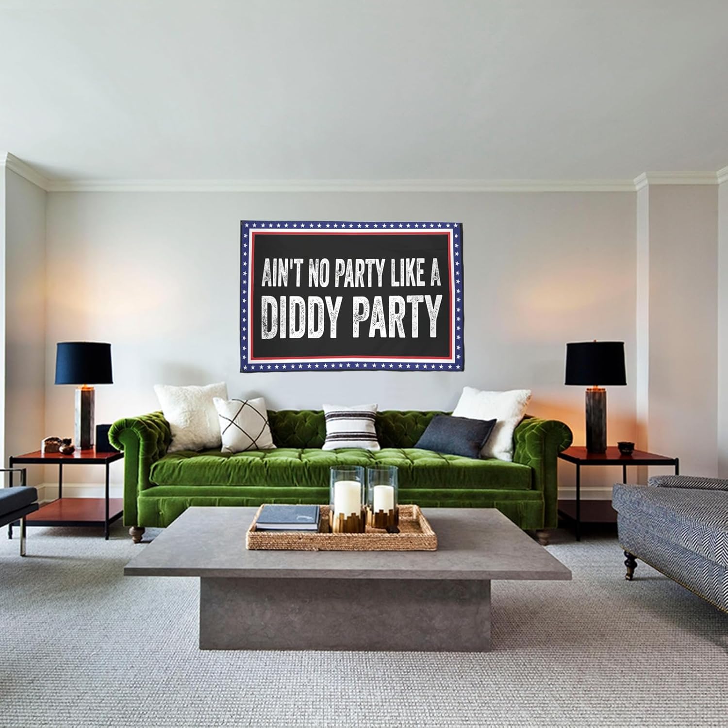 ZOOBO Ain t No Party Like A Diddy Party Funny Flags for Room Teen Happy Tapestry Wall Hanging Art 3x5 Ft, Retirement Gifts for Men, White