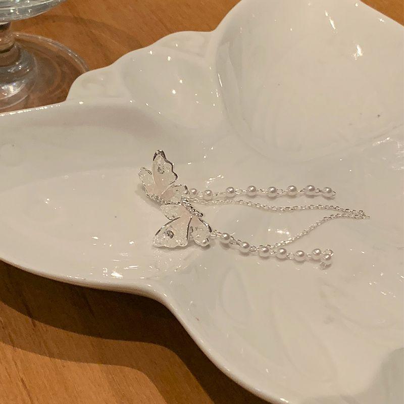 

Crushing Pink Butterfly Pearl Stud Earrings Hanging on Back of Ear Dual-Wear Style Earrings for Women Fancy Graceful Earrings Non-Piercing Ear Clip No pierced ears! Mosquito coil ear clip a pair