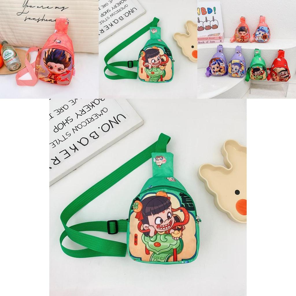 Ne Zha Ao Bing Print Kids Chest Bag With Polyester Fabric And Breathable Design For Preschool Children