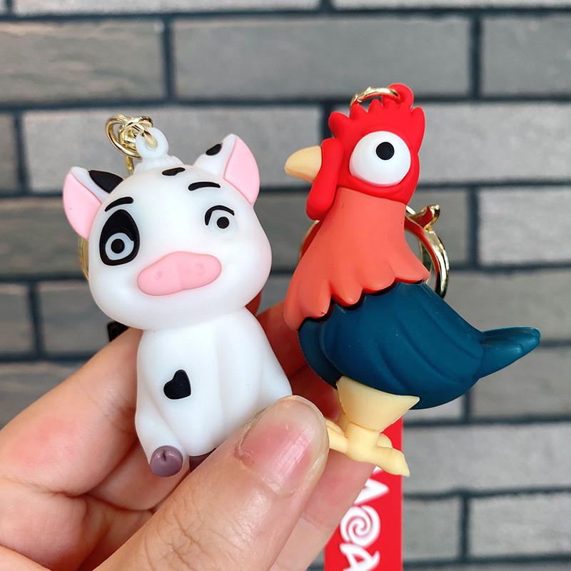Moana Pua Maui Hei Hei Keychain Cartoon Pendant Toy Bag Decoration Gift Kids