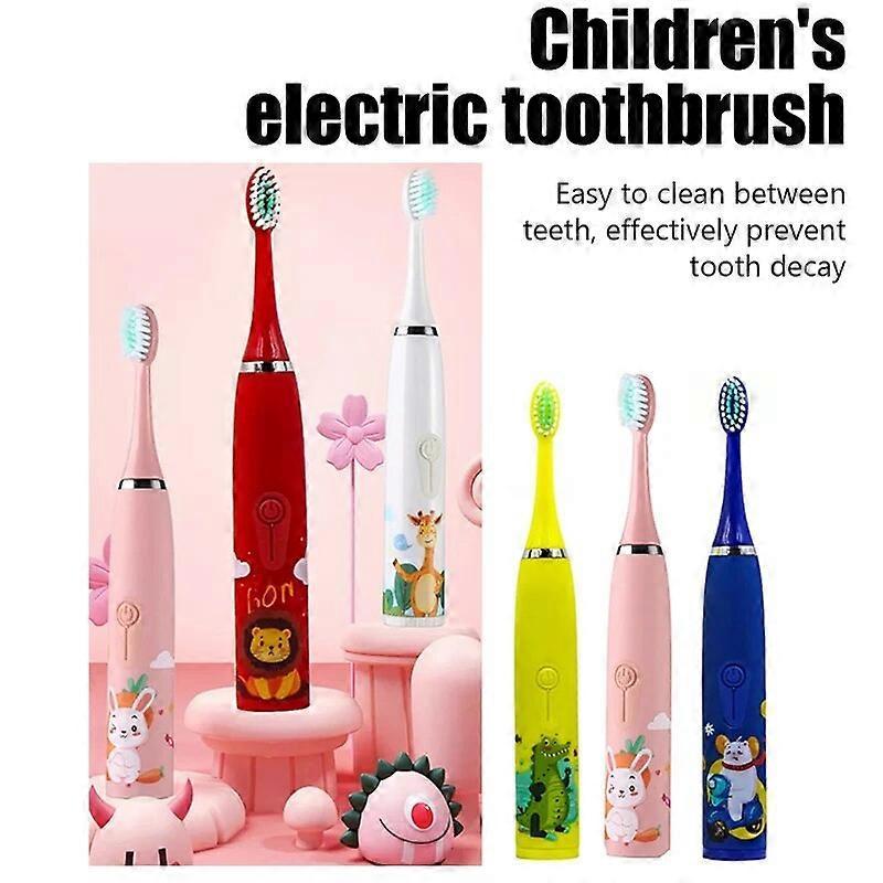 Children Sonic Electric Toothbrush Kids Tooth Brush IPX6 Waterproof USB Rechargeable 6 Replacement Brush Heads Oral Cleaning