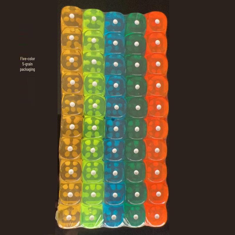 14mm Transparent Six-Sided Dice Set with Rounded Corners - Game Accessories