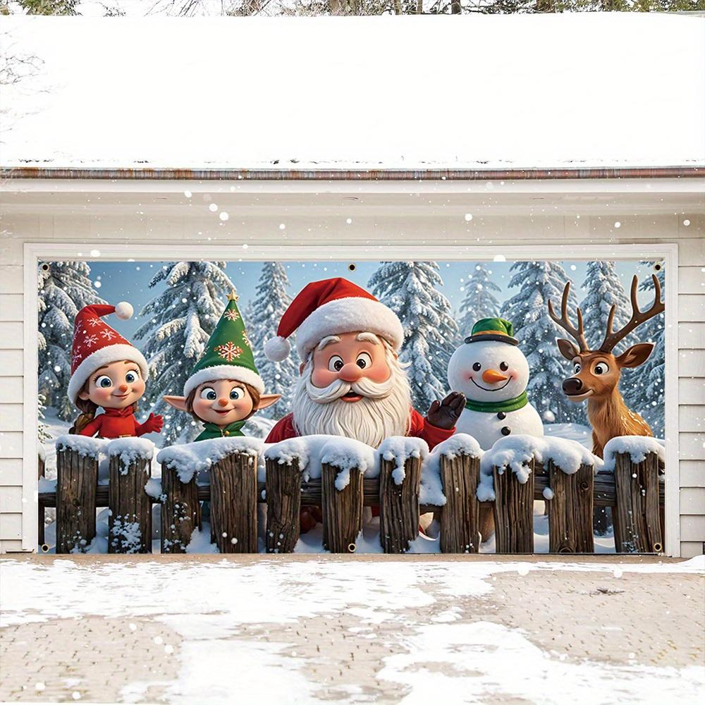 VIKAMA Christmas Winter Holiday Santa Claus Banner Christmas Banner Illustrated Design Festive Decor For Family Holiday Party
