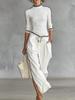 European and American Women's Spring/Summer High Neck Long Sleeve Sports Top & Wide Leg Pants Set with Drawstring