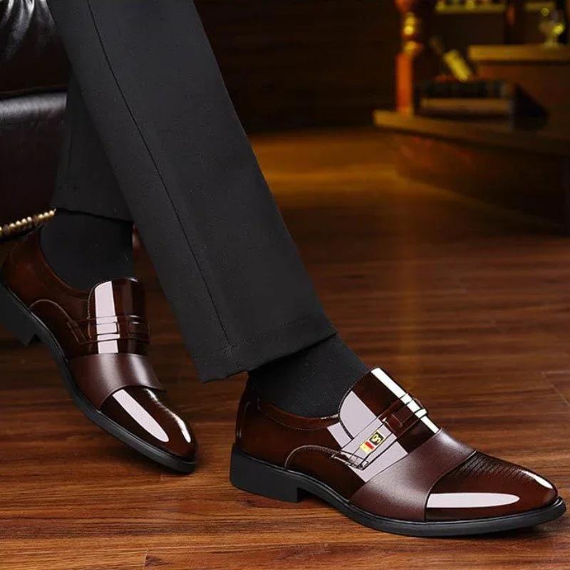 Zapatos de vestir de negocios para hombre, zapatos de cuero de lujo, zapatos Oxford formales, mocasines informales de oficina, mocasines de trabajo, calzado de piel de talla grande