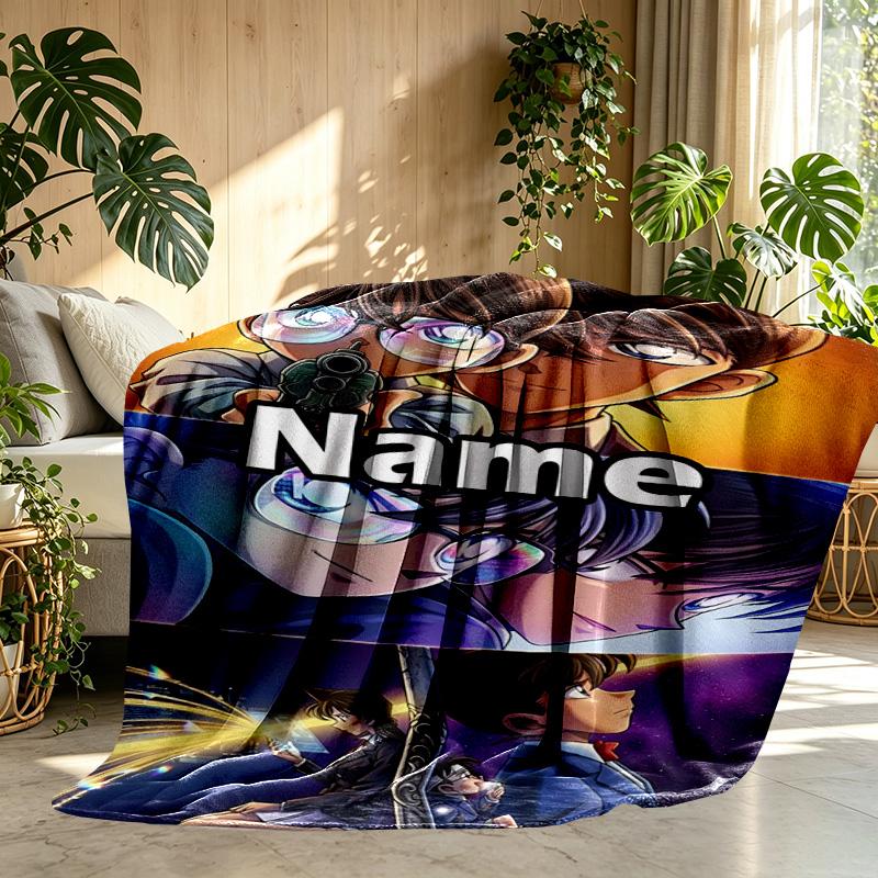 Manta Personalizada con Nombre y Estampado de Anime, Decoración del Hogar, Dormitorio, Sofá, Acampada, Sillón, Regalos para Cumpleaños Navidad