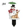 Durable Acrylic Yard Signs Santa Claus Garden Stake, Christmas Snowman Sign, 2D Decorations Flat Snowy Cottage Ornament for Lawn Pathway Holiday