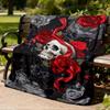 1pc Skull RosesOutdoor Blanket, Soft And Comfortable Blanket, Casual Warm Outdoor Blanket, Good Birthday Gift yy260328096