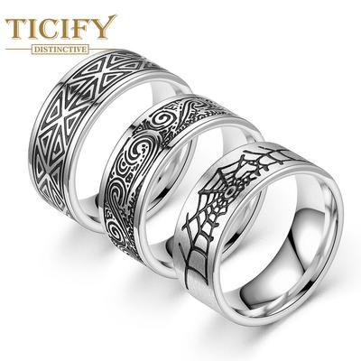 New Product Retro Style Creative Titanium Steel Ring Men and American Personality Oblique Stainless Steel Ring