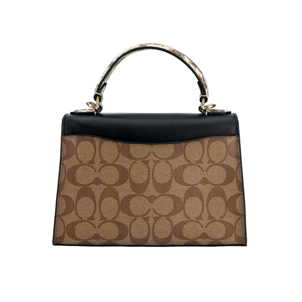 Coach Pepper 22 Classic Monogram Flap Coated Canvas And Leather Handbag Women handbag Brown Black Snake-Skin C1325-IMLOV