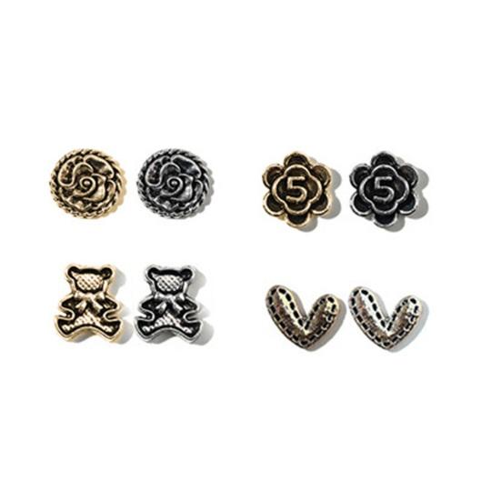 10Pcs Nail DIY Decorations Drop-resistant Colorfast Anti-oxidant Art Waterproof Anti-corrosion Punk Style Rabbit Bear Nail