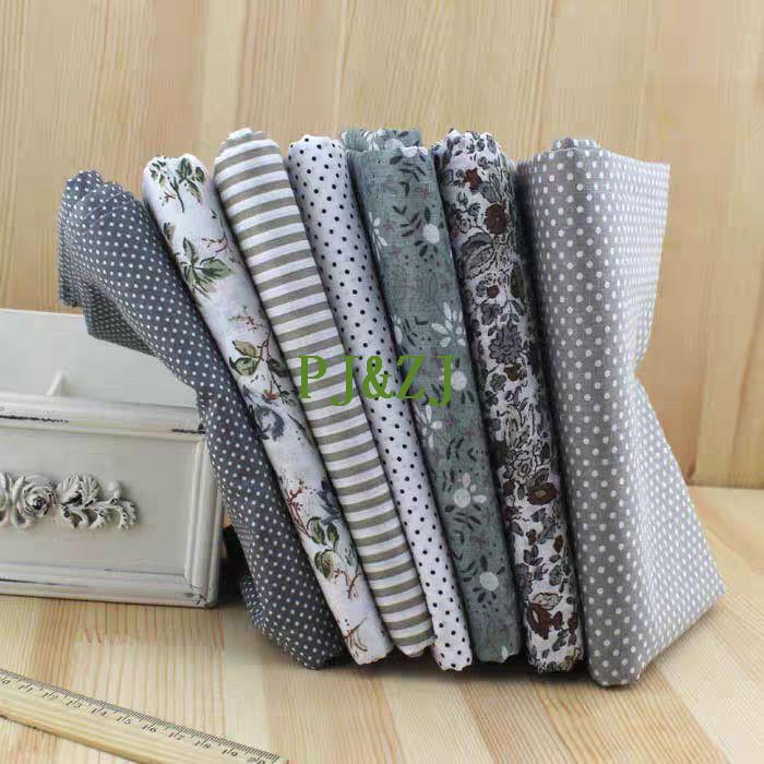 7-Color Patchwork Fabric Set: Plain, Floral, Gingham, Polka Dot, Handmade DIY Cotton