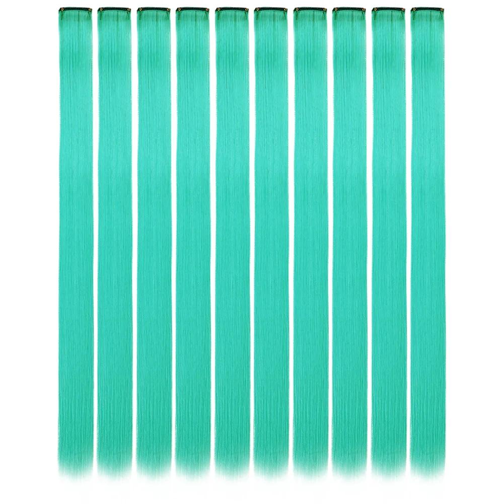 10PCS/Pack Colored Party Highlights Clip in Hair Extensions for Girls 18 Inches Omber colors Straight Hair Synthetic 2027