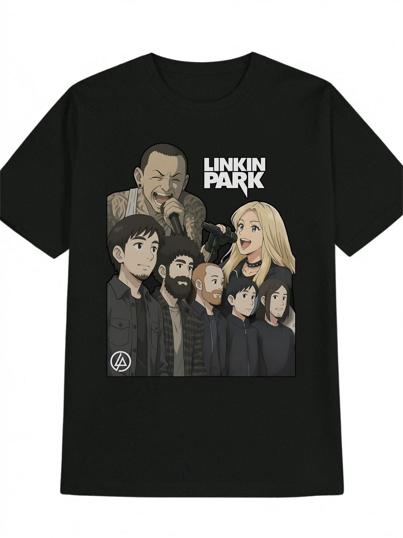 Graphic T-shirt - Black Tee with Linkin Park Inspired Design S
