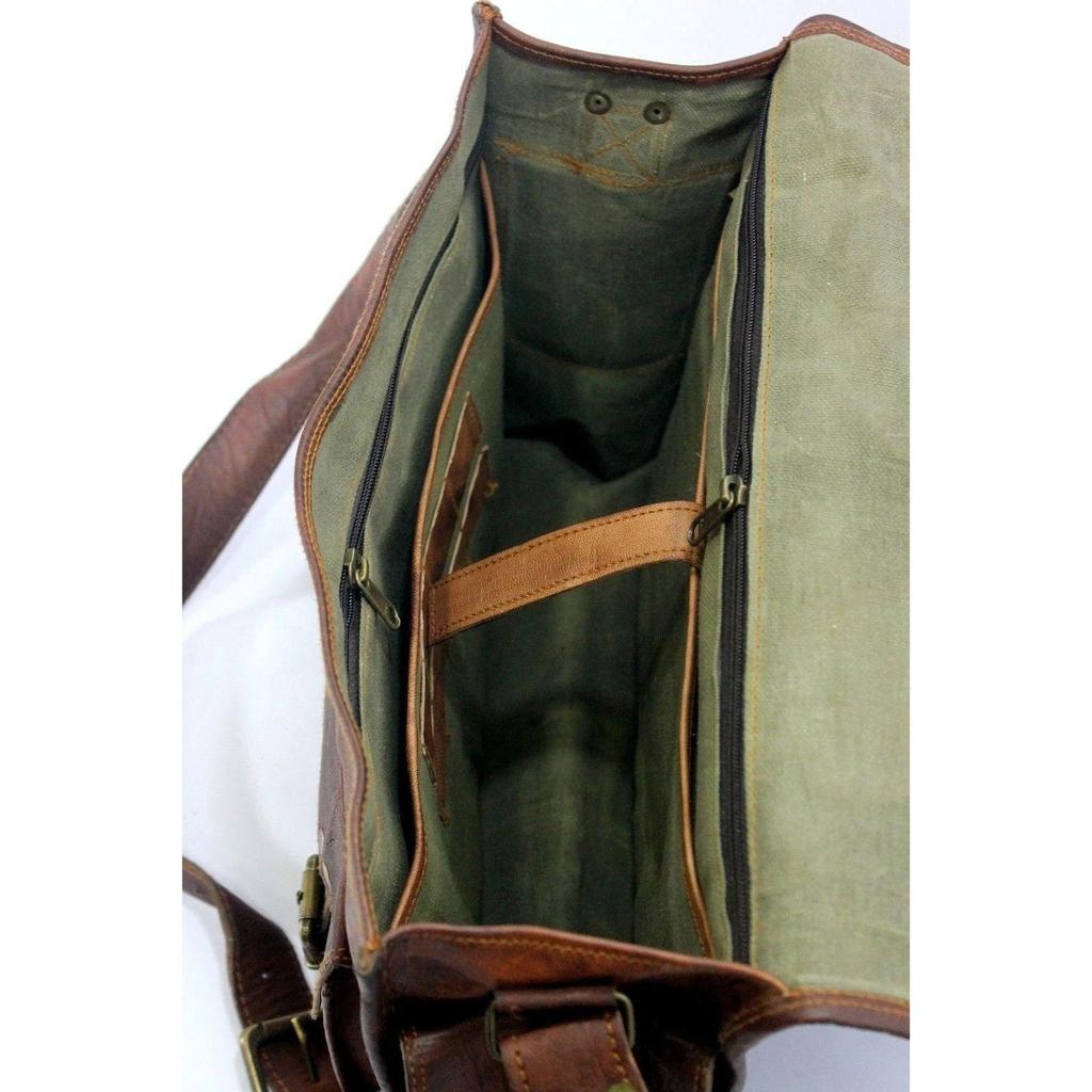 Herren Vintage Braun Leder Sling Messenger Schulter Laptop Tasche Aktentasche Umhängetasche